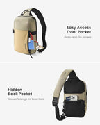 tomtoc 7L Sling Backpack Crossbody Bag for Men Women, EDC Daypack Chest Shoulder bag for 14-inch MacBook Pro M5 Pro/Max, 13" MacBook Air, 13" iPad Air M4/Pro M5, Organized, Daily Use, Work, Travel-S
