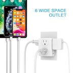 Outlet Extender, HICITY Multi Plug Outlet with 6 Electrical Outlets Adapter, 3-Prong Wall Outlet Tap for Cruise Ship Home Office Dorm, White (4 Pack)