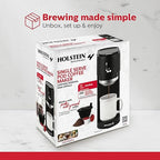 Holstein Housewares 2-in-1 Single Serve Coffee Maker, Dual Brew, Compatible with K-Cup Pods & Ground Coffee, Reusable Filter Included, Compact Drip Coffee Machine, 14oz Tank, Fits Most Cups - Black