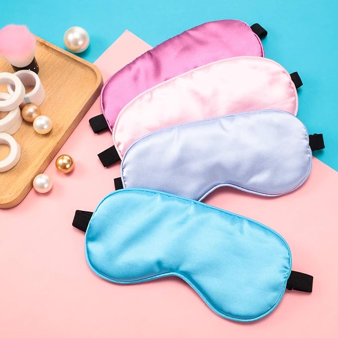 12 Pieces Silk Sleep Mask Pure Silk Sleep Eye Mask with Adjustable Strap Soft and Smooth Eye Cover for Sleeping Blocking Out Lights Men and Women(Assorted Colors)