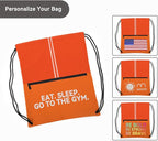 Drawstring Backpack Large Sports Draw String Bag for Women and Men (Orange)