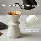 DIF DECO Ceramic Pour Over Coffee Dripper, Reusable Porcelain Portable Pour Over Coffee Maker, Slow Brewing Accessories with 1 Holes for Home, Office, Travel, Camping (Sesame Cream)