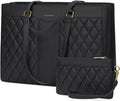RAINSMORE Laptop Bag for Women 15.6 Inch Work Tote Bags Leather Laptop Tote Professional Laptop Purse Computer Handbag Womens Briefcase Tote with Clutch for Teacher Office Travel, Black