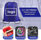 BeeGreen Royal Blue Drawstring Backpack Bags Bulk 10 Pack X-Large 22.4" L x 17.5" W Sports Cinch Sack Gym String Bags Machine Washable Heavy Duty String Backpack for Men Women