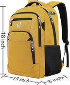 Volher Laptop Backpack,Business Travel Anti Theft Slim Durable Laptops Backpack,Water Resistant College Computer Bag for Women & Men Fits 15.6 Inch Laptop and Notebook-Yellow