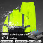 VENDACE Class 3 High Visibility Rain Suits,Rain Gear for Men Yellow/Lime Reflective Hi Vis Safety Rain Work Jacket,Pants