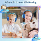 Voopwink Kids Headphones Wired with Microphone, USB Type C Headphones for Kids Girls Boys with Cord/LED Lights/85/94dB Volume Limit, Portable Over Ear Headphones for School/Travel/Tablet/iPad