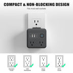 Multi Plug Outlet Extender with 2 USB-A + 2 USB-C & Phone Holder, HITRENDS 1875W/16A 4-Outlet Extender, Non Surge Protector Travel Cruise Ship Essentials, Electrical Wall Splitter for Home Office
