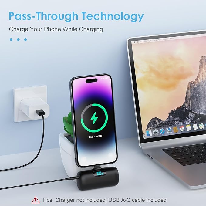 [2 Pack]Small Portable Charger for iPhone14/13,Upgraded 5000mAh PD Fast Charging Power Bank,Mini Portable Phone Charger Compatible with iPhone 14/14 Pro Max/13/13 Pro/12 Pro/11/XR/X/8/7-Black+Black