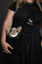 Noah & Paw Dog Sling Carrier for Small Dogs 3-10lb, Dog Sling for Small Dogs and Cats, Dog Carrier with Adjustable Padded Strap, Premium Denim, Lined with Fur, Double Safety Feature, Machine Washable