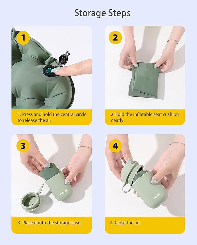 Inflatable Seat Cushion with Portable Air Pump, Portable Seat Cushion for Airplane Travel, Camping Pad & Stadium , Lightweight Travel Seat Cushion for Long Flights, Office, and Outdoor Activities