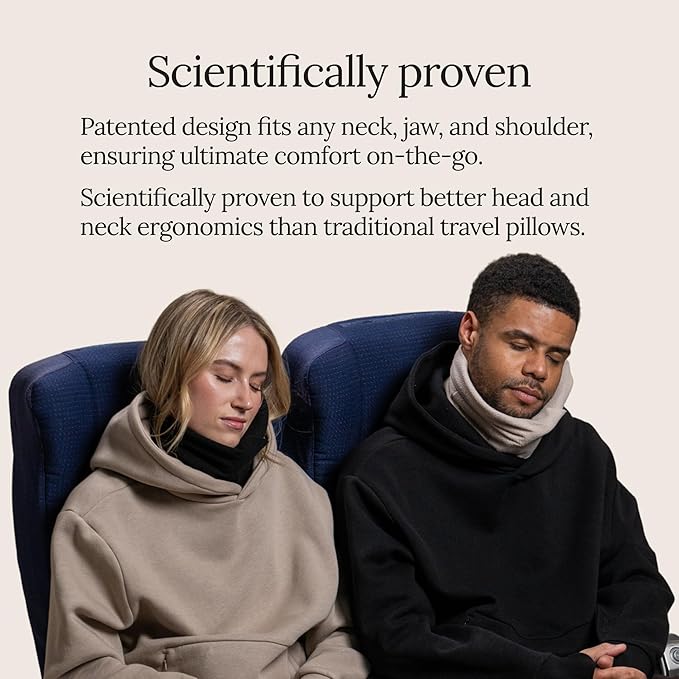trtl Travel Pillow Original 2.0 – Scientifically Proven Super Soft Travel Pillow with Premium Head & Neck Support – for Airplane Travel – Machine Washable – Lightweight & Compact – Jet Black