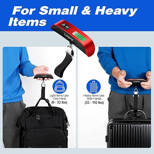 Digital Hanging Luggage Scale with Backlit for Travel, Portable Handheld Suitcase Weight Scale with Hook, 110 Pounds, Battery Included
