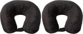 Wolf Essentials Adult Cozy Soft Microfiber Neck Pillow, Compact, Perfect for Plane or Car Travel, Black (Pack of 2)