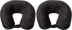 Wolf Essentials Adult Cozy Soft Microfiber Neck Pillow, Compact, Perfect for Plane or Car Travel, Black (Pack of 2)