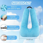 Swemos Travel Pillow, Car Pillow for Kids & Adults - Ergonomic Travel Pillows Sleeping Aid for Neck & Body Support, Car Travel Essentials Pillow on Road Trips-Gray (Blue)