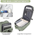 coofay Travel Backpack For Women Men Airline Approved Carry On Backpack Flight Approved Waterproof Sports Luggage Backpack Casual Daypack Small Hiking Backpack Grey Green
