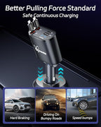 Retractable Car Charger,Super Fast USB Car iPhone Charger,Gifts for Men Women Car Truck Accessories for iPhone 15/14/13/12 Pro Max XR,iPad,Samsung,Pixel