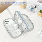 FYY Travel Cable Organizer Pouch Electronic Accessories Carry Case Portable Waterproof Double Layers All-in-One Storage Bag for Cord, Charger, Phone, Pattern Blue