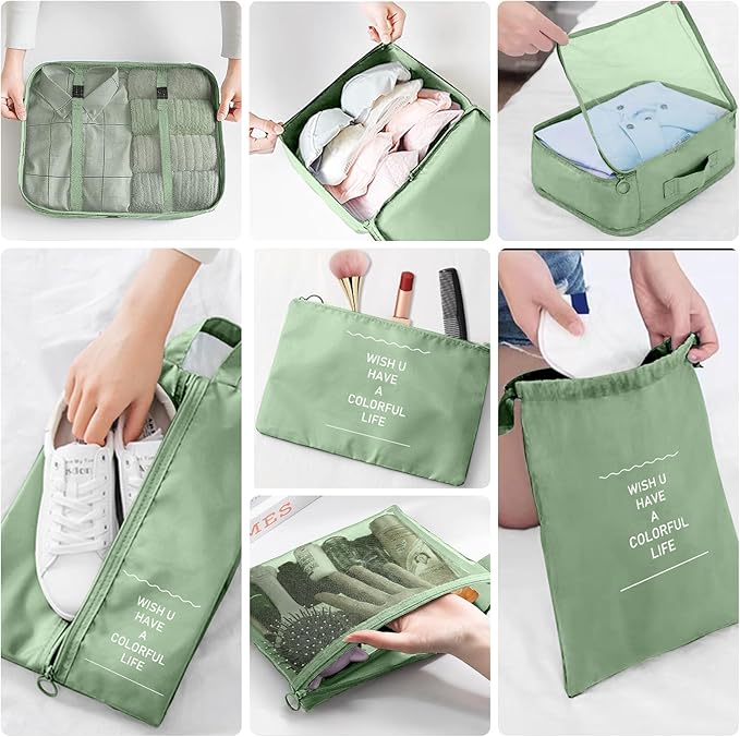 Packing Cubes for Travel-10 Set Luggage Organizer Bags for Family, Mesh Breathable Packing Cubes for Suitcases Durable Travel Essentials Bags Set