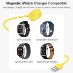 Fast Charger for Apple Watch Charger, Magnetic iWatch Charger to USB A Cable 3.3FT with USB A Wall Plug Adapter for Apple iWatch Series Ultra/10/9/8/7/6/SE/5/4/3/2 (Yellow)