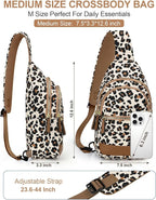 Capolo Sling Bag for Women Men Waterproof Crossbody Bags for Women Trendy Casual Fanny Pack with Convertible Shoulder Strap Chest Bag for Travel Hiking(Leopard, Medium)