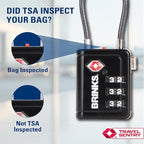 Brinks TSA Accepted Indicator Luggage Lock, Black - Resettable 3-Dial Combination, 2.5 inch Long Cable Shackle, New More Secure TSA008 Key, 4 Pack