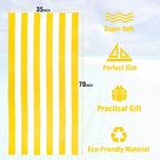 HENBAY Large Oversized Beach Towel - 35 x 70 Inch Microfiber Pool Towel, Yellow Striped Quick Dry Cabana Swim Towel