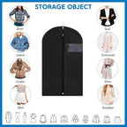 Dntorx 1 Pack Garment Bags with Clear Window, 45" Clothes Covers with Zipper, Transparent Hanging Suit & Coat Covers for Closet Storage, Jackets, Dresses, Windbreakers