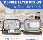 CAAORDKSO Cord Organizer Travel, Electronic Organizer Travel Case, Cable Organizer Bag Tech Pouch Accessories Case, Travel Essentials for Cable, Charger, Phone, Power Bank, Earphone (Dark Gray, Large)
