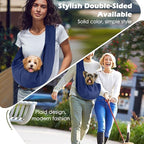Pawaboo Small Dog Sling Carrier, Reversible Hands Free Dog Sling Carriers for Small Dogs and Cats, Puppy Slings Carrier with Safety Harness, Puppy Essentials, Indigo