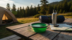 Silicone Foldable Pet Food Water Feeder, Collapsible Travel Bowl for Dog and Cat, Outdoor Portable (Green)