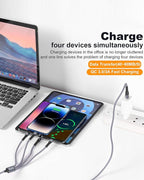 SIQIWO Multi USB C Cable Fast Charging, [4FT/2 Pack] QC 3.0(3A) USB C Splitter Cable, 4 in 1 Charger Cord with 4 Type C Ports, for iPhone 17/16/15 Series, iPad Air/Pro, Samsung Galaxy S25, Pixel, PS5