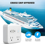 Multi Plug Outlet Extender with 2 USB-A + 2 USB-C & Phone Holder, HITRENDS 1875W/16A 4-Outlet Extender, Non Surge Protector Travel Cruise Ship Essentials, Electrical Wall Splitter for Home Office