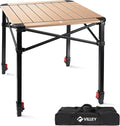 VILLEY Folding Camping Square Table with Carry Bag, Lightweight Aluminum Adjustable Square Table for Outdoor, Camping, Picnic, Backyards, BBQ, Medium