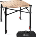 VILLEY Folding Camping Square Table with Carry Bag, Lightweight Aluminum Adjustable Square Table for Outdoor, Camping, Picnic, Backyards, BBQ, Medium