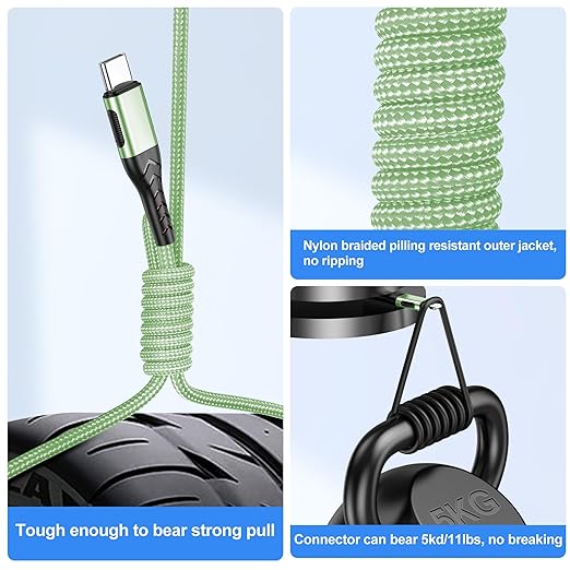 Durcord USB C Cable, Upgarded 2Pack 6ft Fast USB Type C Charging Cable for Android/Phone/Pad/Laptop, Type C Charger Braided USB Cable Compatible withi Phone 16/15/Pro/Plus/Max/Sam.Sung-Green