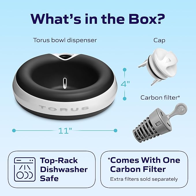 Maxi Filtered Dog Water Bowl, 2L/68oz - No Power or Batteries Needed, Auto-Refill, No Spill, Portable Travel Lock, Carbon Filter, BPA-Free, Dogs & Cats
