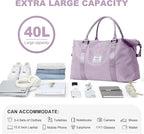 HYC00 Travel Duffel Bag,Carry-on Overnight Weekender Bags for Women,Sports Tote Gym Bag with Wet Pocket