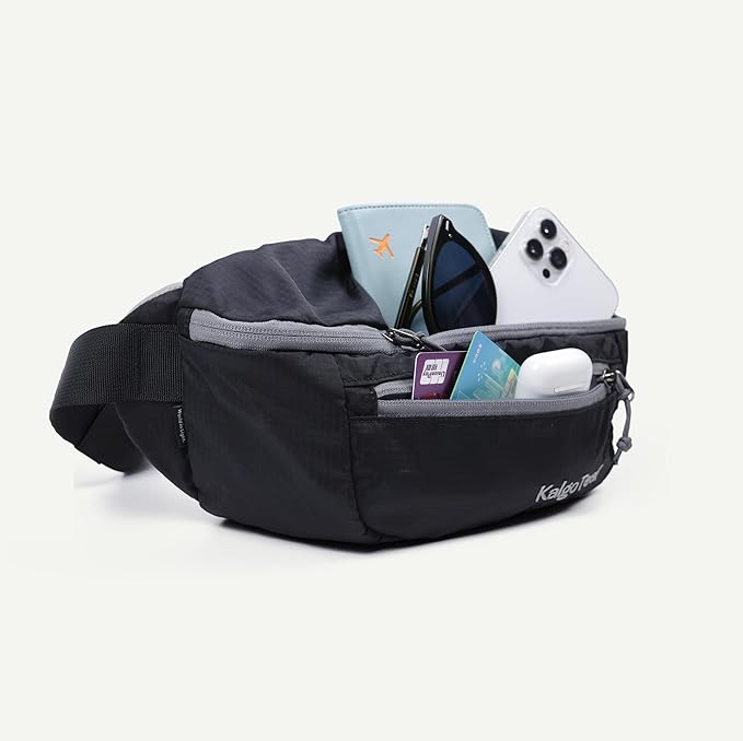 Ultralight Travel Waist Pack 2.5L, Large Water Resistant Fanny Pack for Men & Women.