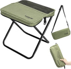 Portable Folding Camp Stool with 2 Side Pockets, Lightweight Foldable Camping Stool for Adults, Backpacking Travel Fishing Stool, Compact Folding Seat Collapsible Purse Chair (Green)