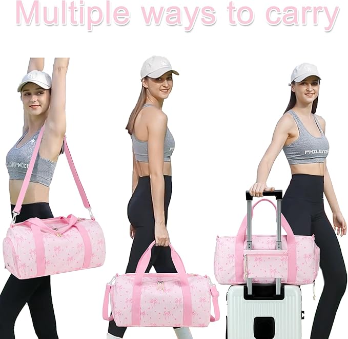 BLUBOON Duffle Bag Girls Kids Cute Gym Bag with Shoes Compartment & Wet Separation Waterproof Sports Overnight Travel Bag