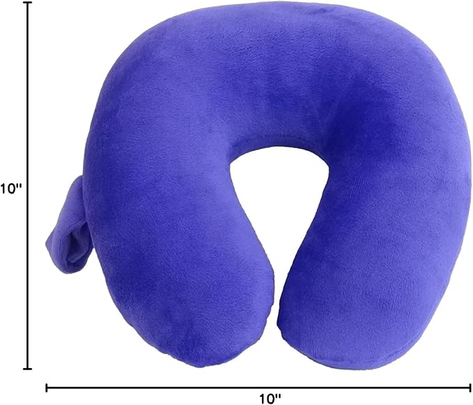 Wolf Essentials Kids Travel Neck Pillow - Cozy Soft Microfiber, Compact Design for Airplane, Car Seat, or Toddler Travel Support – Purple