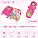 Goplus Kids Luggage Set, 12" & 18" Kids Carry On Luggage Set, Multi-directional Wheels Suitcase, Large Capacity Rolling Trolley Suitcase, Gift for Boys and Girls Toddlers Children Travel