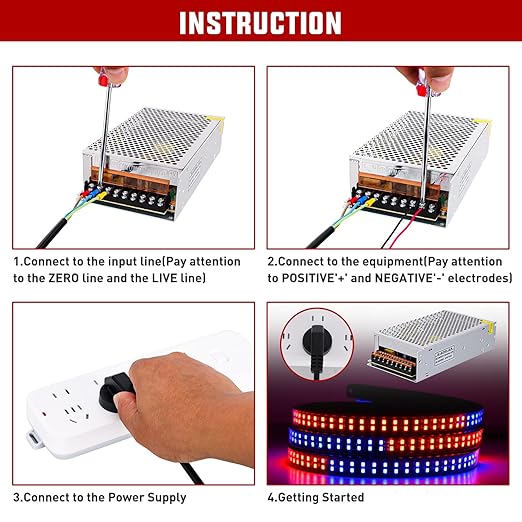 Nilight AC 110V/220V to DC 24V Voltage Converter 10A 120W Switching Power Supply Adapter Transformer Low Voltage Output LED Driver for LED Strip Light Radio CCTV Camera Security Video System