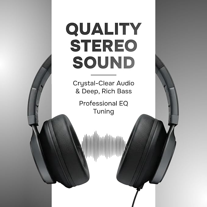 ARTIX Over Ear Headphones Wired with Microphone and Volume Control, Foldable Noise Isolating Headset with Deep Bass for School, Laptop, Computer, Chromebook, Tablet, Travel (3.5mm Jack)
