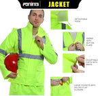 FONIRRA Hi Vis Safety Rainsuit for Men Waterproof Yellow Reflective Class 3 Rain Jacket Gear Pants(2XL/3XL)