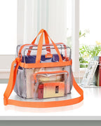 MAY TREE Clear Bag for Stadium Events 12×6×12 Clear Tote Lunch Bag with Reinforced Straps for Work, Sporting Events and Gym, Orange