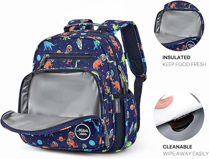 mibasies Toddler Backpack for Boys 2-4: Preschool Kindergarten Backpack - Cute Kids Backpacks for Boys - Dinosaur Blue
