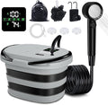 Spopal Portable Integrated Camping Shower with 20L Bucket, Temperature Measurement & Fruit Washing Mode, LED Digital Display, IPX8 Waterproof, 13000mAh Battery for Hiking, Travel, Car, Pet